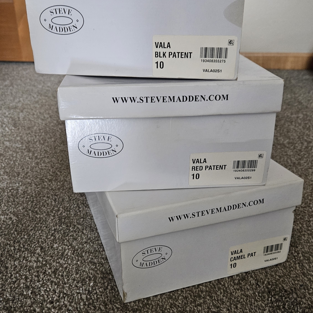 Lot of 3 - Steve Madden Vala Heels Collection (Red, Black, Camel)